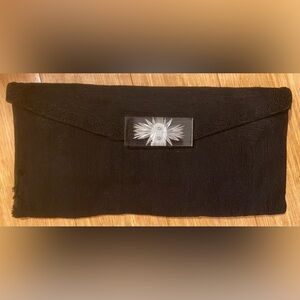 Vintage Cordé Hand Bag Black Clutch with Acrylic Clasp